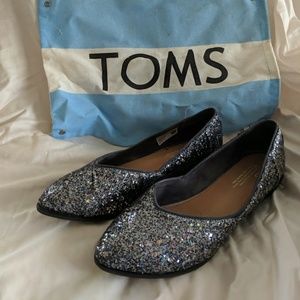 Toms black sequin flats women's
